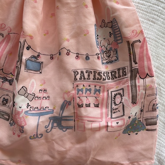 Pink dress French bunny patisserie scene - Picture 3 of 4